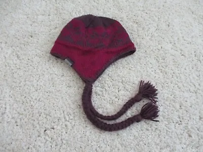 Columbia Beanie Men OSFM Maroon Pink Purple Ear Flap Braid Unisex Hat Cap Vtg • $17.99