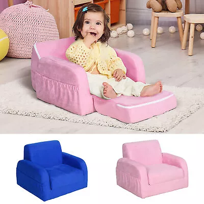 2-in-1 Kids Armchair Chair Fold Out Flip Open Baby Bed Couch Toddler Sofa • £45.99
