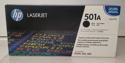 Genuine OEM HP 501A Q6470A Black Toner Cartridge LaserJet CP3505 3600 3800 • $24.99