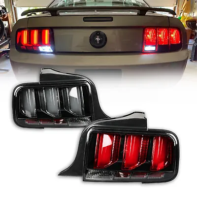 Pair Of LED Tail Lamps Brake Lights Bar Signal For 2005-2009 Ford Mustang Black • $183.99