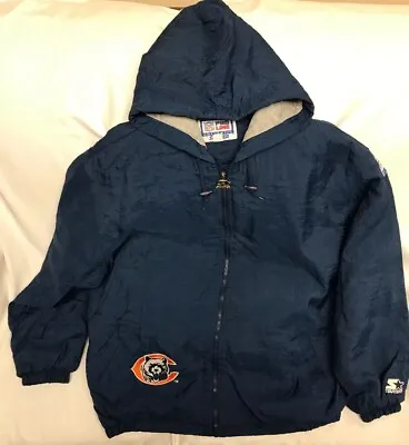 CHICAGO BEARS Starter FOOTBALL JACKET HOODED Men’s XL • $79.99