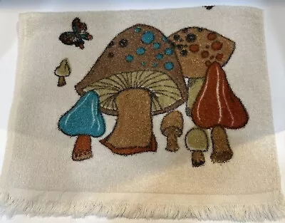 Vintage Magic Mushroom Hand Towel Kitchen Fringe Retro Groovy Cannon • $14.97