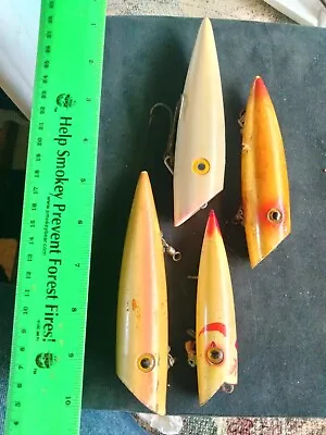 Lot Of 4 Vintage Hanson Martin. UN Marked Fishing Lures Wood Salmon Plug See • $9.90