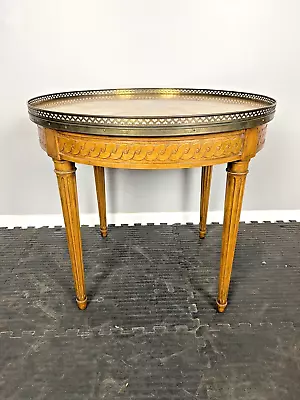 Vintage Baker Furniture Neoclassic Round Side Table Brass Rail 26  X 23  • $249.99