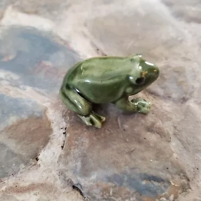 Vintage Hagen Renaker Pottery Miniature Green Frog Ceramic Figurine  • $18