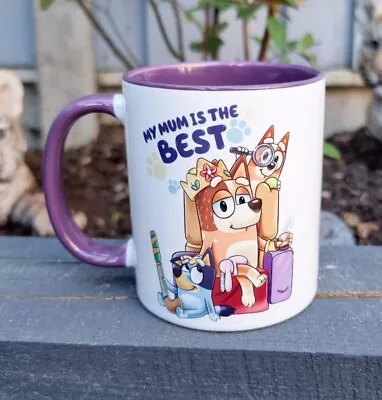 My Mum Is The Best Bluey Mug 11oz Purple Handled Mug  • £7