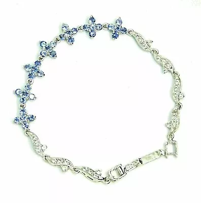 Bracelet Blue Tanzanite Genuine Mined Gems Solid Sterling Silver 7 1/4 Inch • £109.99