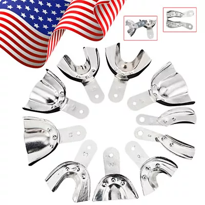 2/10pcs Dental Autoclavable Metal Impression Trays Perforated Stainless Upp/Low • $7.59
