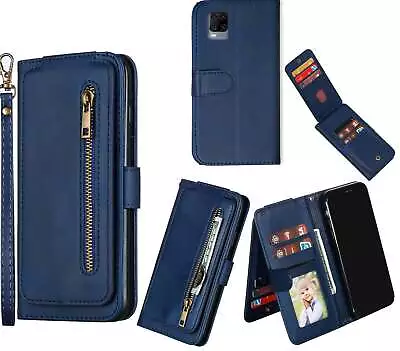 Zte Axon 11 Leather Wallet 9 Card Slots Vertical Flip &Zip • $11.95