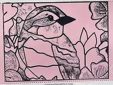 New MAGENTA Rubber Stamp SPARROW STAINED GLASS BIRD Cling Free USA Ship • $12.95