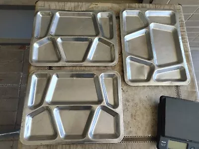 Lot Of 3 Vintage Carrollton USN Military Stainless Steel Divided Chow Food Trays • $65