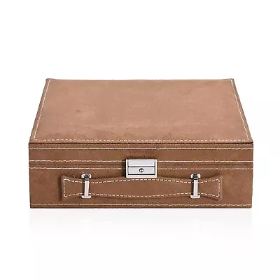 £24.72 • Buy Taupe Faux Velvet Briefcase Style 2-Tier Jewelry Box With Anti-Tarnish And Scrat