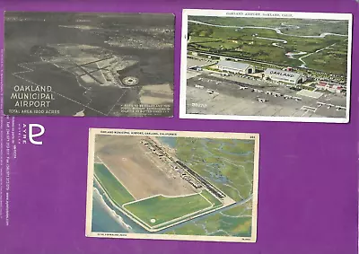 Municipal Airport Oakland California  30s Era  Postcards. Lot Of. 3 • $9.70