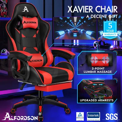 ALFORDSON Gaming Office Chair Racing Massage Leather Computer Seat Footrest • $139.95