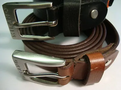 £14.99 • Buy Gents Hide Leather Belt Heavy Nickel Buckle Distressed Leather 1  Width Milano 
