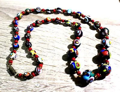 Wonderful Millefiori Multi Color Crystal Beads Necklace • $18