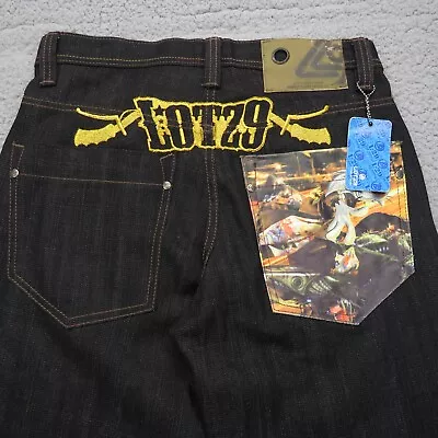 VTG LOT 29 Jeans Mens 32 Baggy Black Looney Tunes Embroidered Skater Y2K Street • $69.95