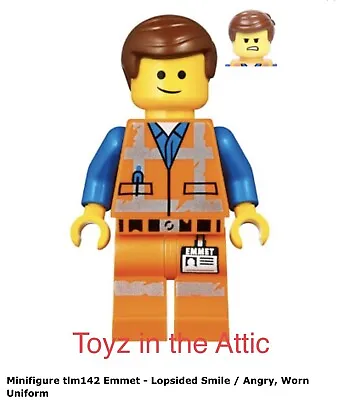 Lego 1x Tlm142 Emmet - Lopsided Smile / Angry Worn Uniform Nm/Mt Movie • $10.37