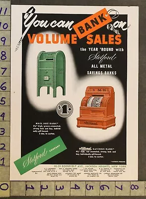 1947 STETFORD METAL BANK MAILBOX CASH REGISTER CONSTRUCT-CRAFT 2-pg TOY AD TR76 • $48.95
