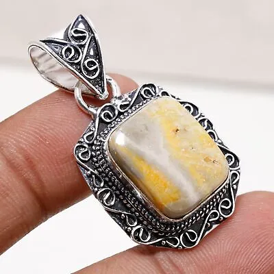 Bumble Bee Jasper Gemstone Handmade Ethnic Vintage Jewelry Pendant 1.70  VP 2166 • $6.44