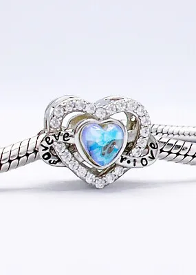 💖 Forever Love Charm Bead Moonstone Heart Genuine 925 Sterling Silver 💖 • £18.95