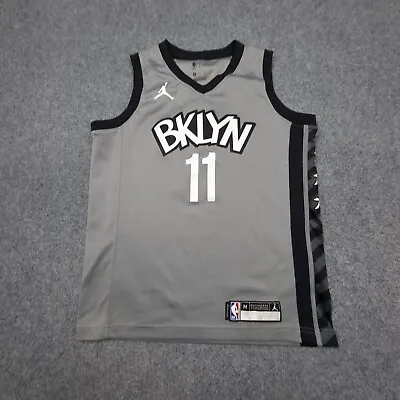 Brooklyn Nets Jersey Kids MEDIUM Grey IRVING Swingman Basketball Jordan NBA S • $47.39