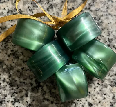 Rare Bakelite Napkin Rings Winter Green Swirl Set Of 5 Tested For Authenticity • $150