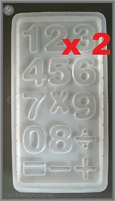 2 X LARGE BLOCK NUMBERS 0 TO 9 & SYMBOLS CHOCOLATE MOULD PLASTIC SUGARCRAFT CAKE • £4.45