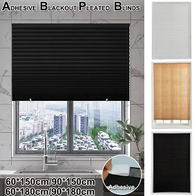 £7.75 • Buy Pleated Blind Office Drape Balcony Window Blackout Curtain Shades Self Adhesive
