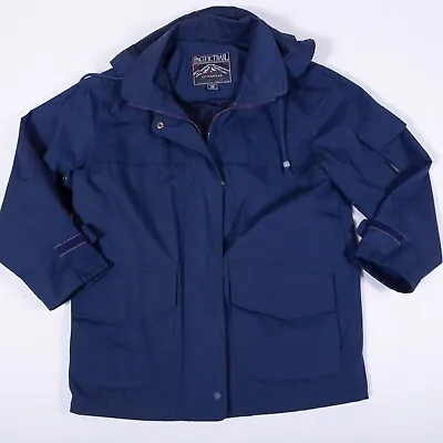 $14.85 • Buy Pacific Trail Hooded Windbreaker Jacket Coat Women's Size M Blue Removable Hood