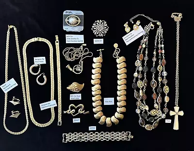 Gold Tone / Plate SIGNED Vintage Jewelry Lot BERGERE Monet KJL Avon 1928 NAPIER • $9.99