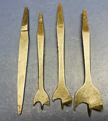 4 Brace Bits: 3 Antique Center Bits 2 With Maker Stamp. And A Reamer. Nice. • $18