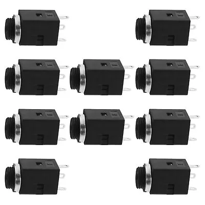 10Pcs 3.5mm 3 Pole Stereo Jack Socket 3 Pin Female Panel Mount Connector Black • £7.33