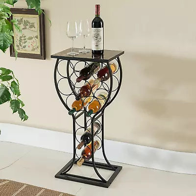 - Metal With Marble Finish Top Wine Storage Organizer Display Rack Table • $59.41