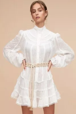 Tigerlily Hanae Dress Size 12 High Neck Button Up Belted Dress Wedding Victorian • $389