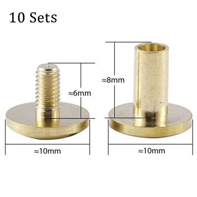 £4.84 • Buy 10x Belt Screw Leather Craft Chicago Nail Brass Solid Rivets Stud Head 4mm-10mm