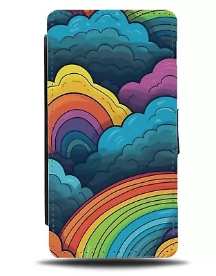 Abstract Rainbow Clouds Flip Wallet Case Cloudy Shapes Cloud Shape Sky Art CL07 • £19.99