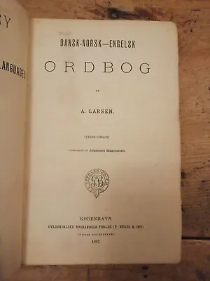 £39.99 • Buy Rare 1897 Ordbog Dano Norwegian And English Languages Dictionary Leather Book
