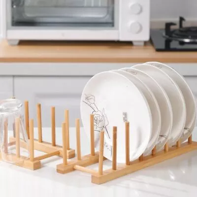 £7.63 • Buy Kitchen Wooden Plate Rack Wood Dish Drainer Vertical Drying Wooden Holder✔