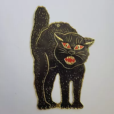 Vintage Halloween Foil Black Cat Wall Decoration Embossed Die Cut Tin Ex+ Cond. • $24.99