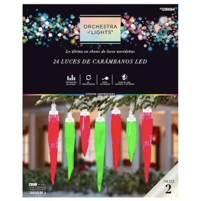 $79 • Buy 🔥24 Gemmy  Orchestra Of Lights  Multi-Function Color-Changing LED Icicle Lights