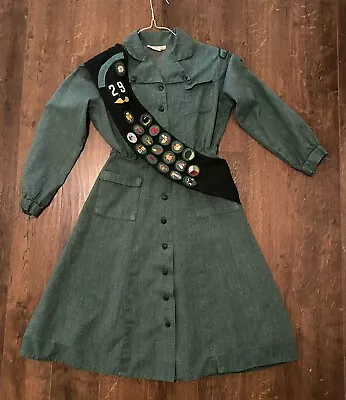 Girl Scout Uniform With Badge Sash Vintage 1950s • $35