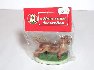 Vtg NOS Commodore Hong Kong Plastic Dachsund Dog Christmas Ornament • $9