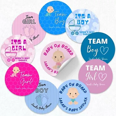 Personalised Round Baby Shower Stickers Labels Party Stickers Boy/Girl • £13.99