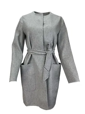 Max Mara Women's Grey Mentana Cashmere Wrap Coat Size 8 NWT • $1342.51