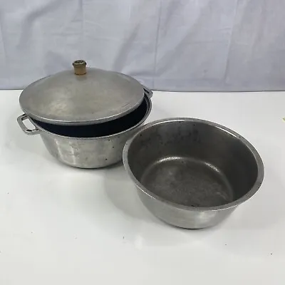 Super Maid Cookware 9” Boiler Pot W/Insert Pan Vintage Aluminum 3 Piece Set • $39.99