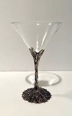 Grey Goose Vodka Stemmed Martini Glass Pewter Vine Pattern Stem • $19.99