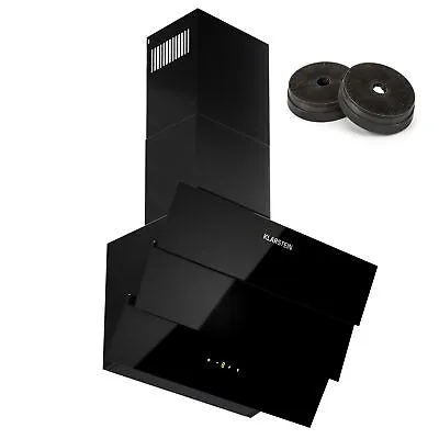 Cooker Hood 60 Cm Angled Extractor Fan Chimney Hood Kitchen Glass Touch Black  • £143.32