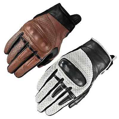 Motorcycle Motorbike Gloves Knuckle Protection Vented Leather Riding Sports  • £10.99