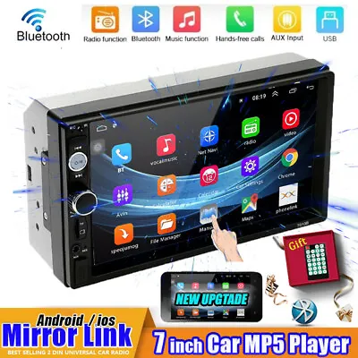 7  Bluetooth Double 2 Din Car Stereo Radio USB FM AUX TF IOS/Android MP5 Player • £22.99